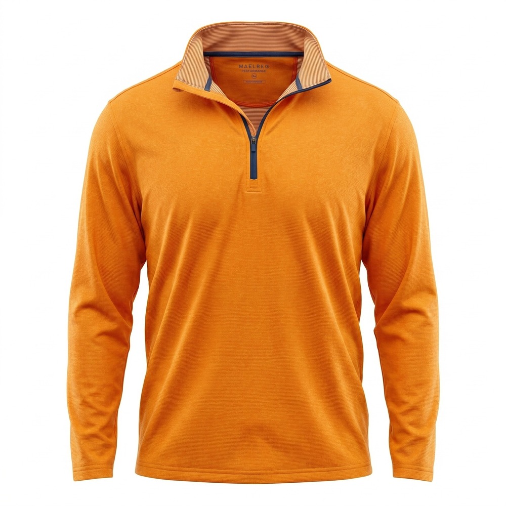 Maelreg Golf Performance Pullover 1/4 Zip Orange Melange Mens XL Wicking Stretch